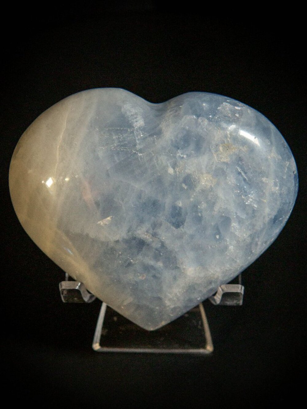 3.75" Natural Blue Calcite Heart | Large Polished Crystal Heart | Healing Stone